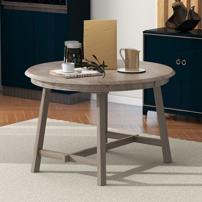 NicBex Mid-Century Wood Dining Table Round Extendable Dining Table for 4 to 6, for Meeting Room, Living Room