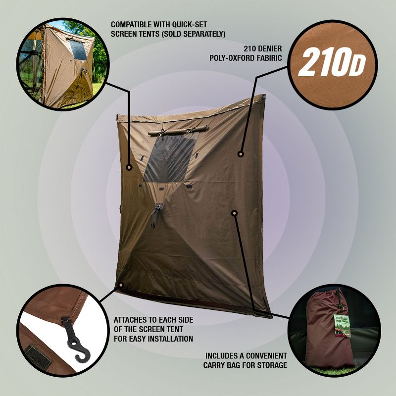 CLAM Quick-Set Screen Hub Tent Wind & Sun Panels, Accessory Only, Green, 4 of 8