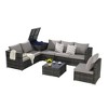 6-Piece Outdoor Patio Wicker Sectional Sofa Set with Corner Table & Glass Top Table - 4 of 4