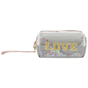 Unique Bargains Women's Sequin Embroidery LOVE Makeup Bag 1 Pc - 1 of 3