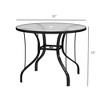 38" Round Patio Table with Umbrella Hole, Tempered Glass Outdoor Dining Table - 3 of 4