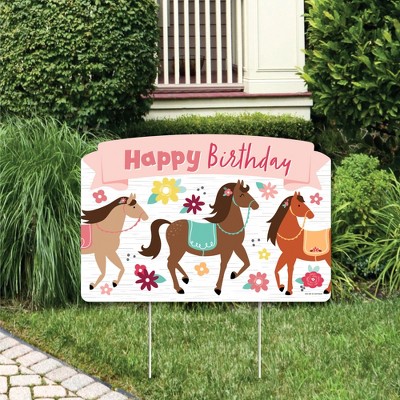 Big Dot of Happiness Run Wild Horses - Pony Birthday Party Yard Sign Lawn Decorations - Happy Birthday Party Yardy Sign