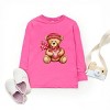 Valentine Teddy Bear Beanie - Toddler Long Sleeve Graphic Tee - 2 of 4