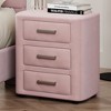 Okak Queen Platform Bed Frame with 2 Nightstands Velvet Upholstered Bed with Vertical Channel Tufted Headboard No Springs Required, Pink - 2 of 4