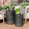 Naysaye Patio End Tables Set of 2 Round Metal Mesh Design End Tables for Patio Deck Garden Poolside, Black, 14.5"*14.5"*19.25" - 2 of 4