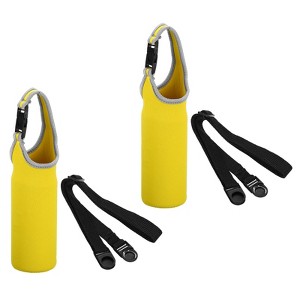 Unique Bargains Neoprene Insulated Removable Shoulder Straps Water Bottle Sling Bags 2.64"x7.28" 2 Pcs Yellow - 1 of 4