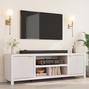 Fluted TV Stand for Tvs up to 80",Mid Century Modern TV Stand with Open Shelf,Entertainment Center Wood TV Media Console for Living Room - 1 of 4