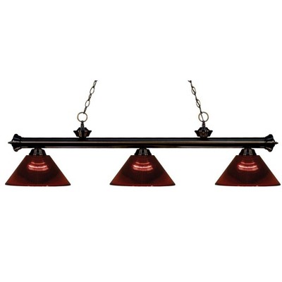 Riviera 3-Light Bronze Steel Fixture with Fluted Glass Shades - Dimmable, 14" x 15" x 57"