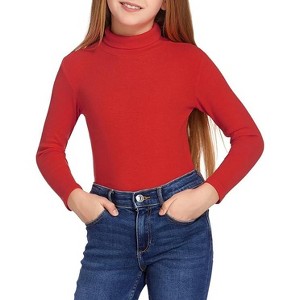 Arshiner Girls Turtleneck Sweater Kids Casual Long Sleeve Knit Pullover Tops Red 120 - 1 of 4