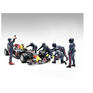 Formula One F1 Pit Crew 7 Figure Set Team Blue Release III for 1/18 Scale Models by American Diorama - 1 of 4