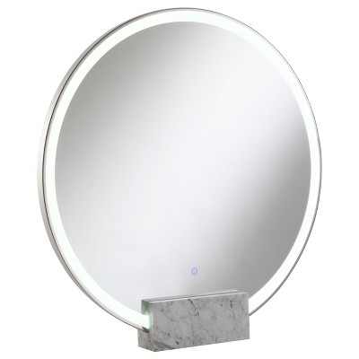 Coaster Home Furnishings Jocelyn Round Table Top LED Vanity Mirror White Marble Base, Chrome