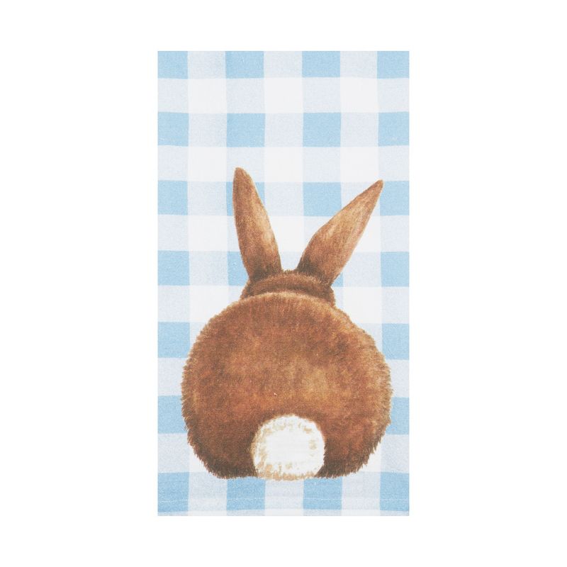 C&F Home Checkered Blue Easter Bunny Cotton Kitchen Towel, 2 of 7