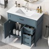 36-Inch Bathroom Vanity with Sink Blue Bathroom Cabinet with Drawers Solid Frame and MDF Board One Package - 2 of 4