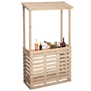Vintiquewise Wooden Outdoor Bar Counter with Roof Garden & Patio Lemonade Stand Event Booth for Home Parties Wedding BBQ & Seasonal Celebration - 1 of 4