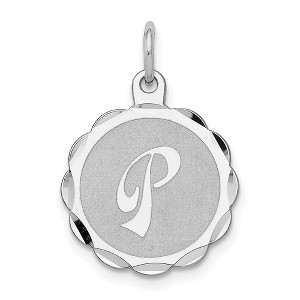 Black Bow Jewelry Sterling Silver, Sarah Collection 15mm Brocaded Disc Initial P Pendant - 1 of 4