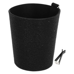 Unique Bargains Car Trash Can Portable Air Conditioning Vent Trash Bin Black 1 Pc 5.5" Length 4.3" Width 5.9" Height Faux Leather - 1 of 4