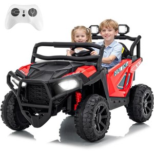 24V 2 Seater Electric UTV Car with Remote Control, 4-Wheeler Suspension, Soft Start, 3 Speeds, Led Lights, Ride on Truck Kids 3-8 Years - 1 of 4