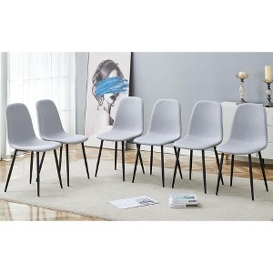 Sapphtopaz Mid-Century Modern Dining Chairs Set of 4/6, Cushioned Kitchen Chairs with Fabric Upholstery & Metal Legs - 1 of 4