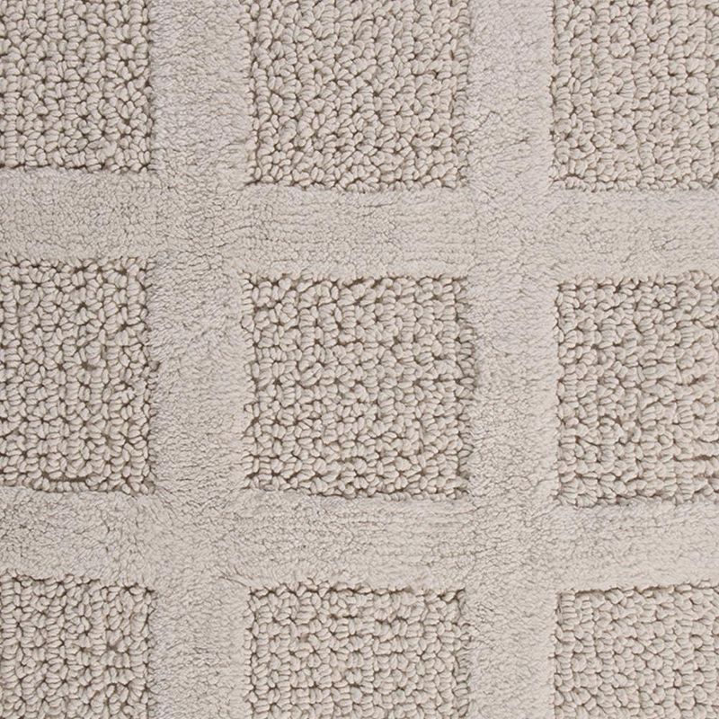 Square Honeycomb 100% Cotton Reversible Bath Rug Ivory by Knightsbridge, 3 of 5