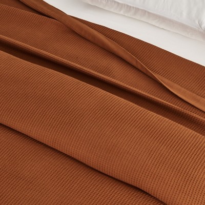 Terracotta Cotton Lightweight Waffle Weave Queen Blanket