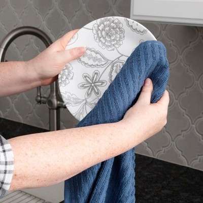 Federal Blue Terry Cotton Kitchen Towel Set, 2-Pack