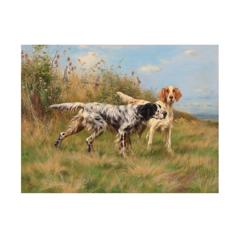 14&#34; x 19&#34; Thomas Blinks &#39;Two English Setters&#39; Unframed Wall Canvas - Trademark Fine Art, 1 of 6