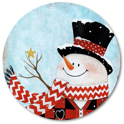 Dapper Snowman II Circular Wood Dècor - image 1 of 2