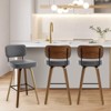 Bekrvio 26"/29” Swivel Bar Stools Set of 3, Upholstered Faux Leather Barstools with Back, Bar Chairs Island Stools for Kitchen Counter - 2 of 4