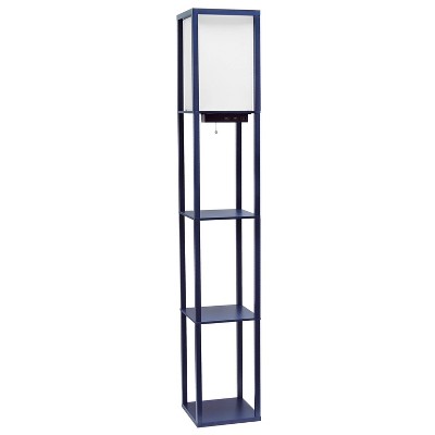 Floor Lamp Etagere Organizer Storage Shelf with 2 USB Charging Ports and Linen Shade - Simple Designs