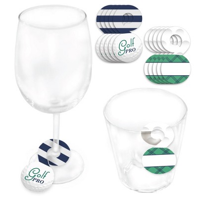 Big Dot of Happiness Par-Tee Time - Golf - Birthday or Retirement Party Paper Beverage Markers for Glasses - Drink Tags - Set of 24