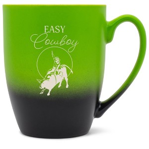 100 North Bull Rider 10 Ounce Green and Black Two Toned Ombre, Comfortably Fits Your Hands, Ceramic Tea Coffee Cup Mug, Easy Cowboy - 1 of 1