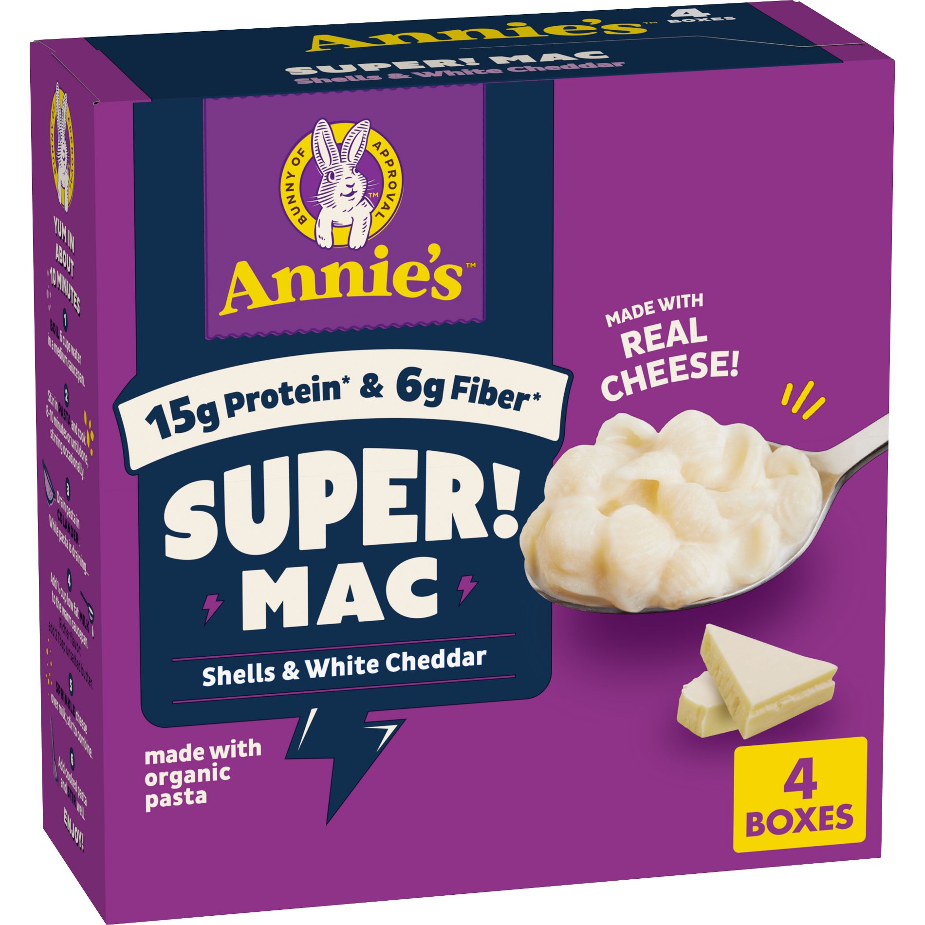 Annie's Organic Super! Mac White Cheddar Mac and Cheese - 24oz/4ct