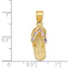 Black Bow Jewelry 14k Yellow Gold February Cubic Zirconia Birthstone Flip Flop Pendant - 3 of 4