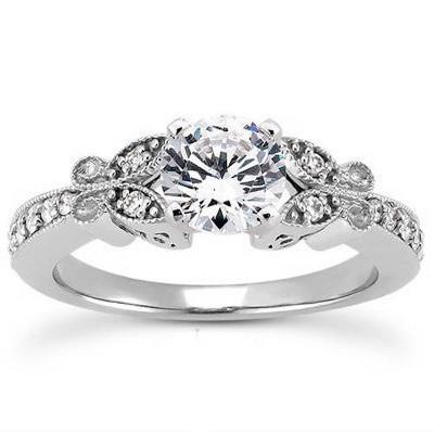 Pompeii3 1ct Vintage Diamond Engagement Ring 14K White Gold