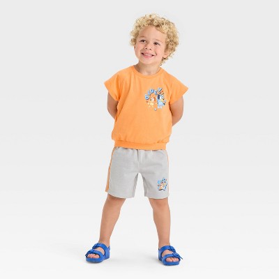 Toddler Boys' 2pc Bluey and Friends Short Sleeve T-Shirt & Shorts Set - Orange