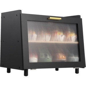Acekool 2-Layer Bread Box, Modern Countertop Bread Storage with Fence Top, Transparent Door, Corner Bread Keeper, Black - 1 of 4