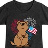 Girls' - Instant Message - Quokka with American Flag & Fireworks Fitted Short Sleeve Graphic T-Shirt - 2 of 4