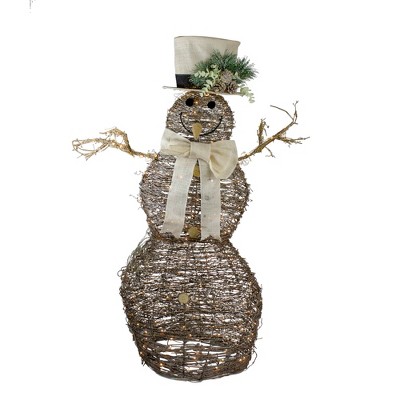 Northlight 48" LED Lighted Rattan Snowman Outdoor Christmas Decoration