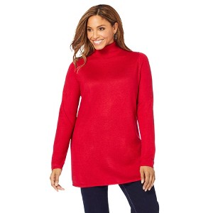 Jessica London Women's Plus Size Cotton Cashmere Turtleneck - 1 of 4