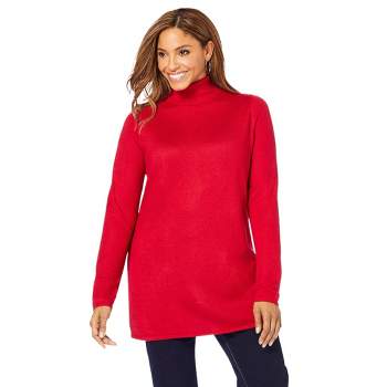 Eloquii Women's Plus Size Turtleneck Layering Sweater - 22/24, Red : Target