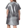Agnes Orinda Women's Plus Size Metallic Round Neck Short Sleeve Party Loose Mini T-Shirt Dress - 4 of 4