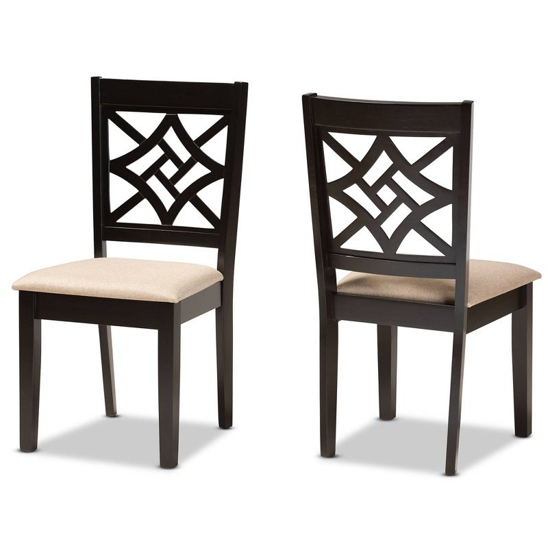 2pc Nicolette Fabric and Wood Dining Chairs Set - Baxton Studio, 1 of 9