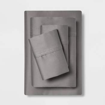 Twin/Twin XL 400 Thread Count Solid Performance Sheet Set Gray - Threshold™