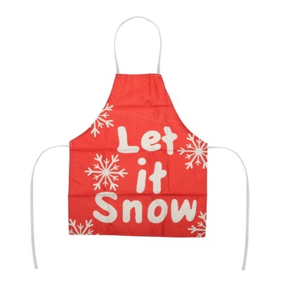 Unique Bargains Christmas Aprons Linen Red Beige 21.65"x26.77" 1Pc