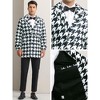 Lars Amadeus Men's Houndstooth Double Breasted Plaid Pattern Winter Long Coat - 4 of 4