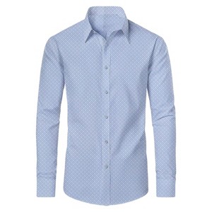 Galaxy By Harvic Men's Slim Fit  Long  Sleeve Stretch Printed Dress Shirts - 1 of 4