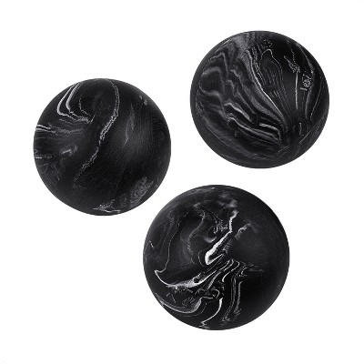 Creative Scents Black Marble Look Set Of 3 Decorative Spheres Modern Balls for Bowls