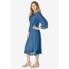 Roaman's Women's Plus Size Ultrasmooth Fabric Lace Inset Boatneck Dress - 4 of 4
