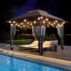 12x12 Ft Pop Up Canopy Tent, Heavy Duty Metal Frame Outdoor Gazebo with Mosquito Netting, Wheeled Carry Bag for Patio, Garden, Lawn, Khaki+Brown - 4 of 4