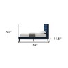 HomeRoots Navy Blue Solid Wood Twin Tufted Upholstered Velvet Bed - 3 of 4